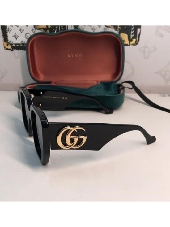 New Gucci Geometric Men’s Women’s Sunglasses GG0956S 003 Black/Gold 54mm main image 10